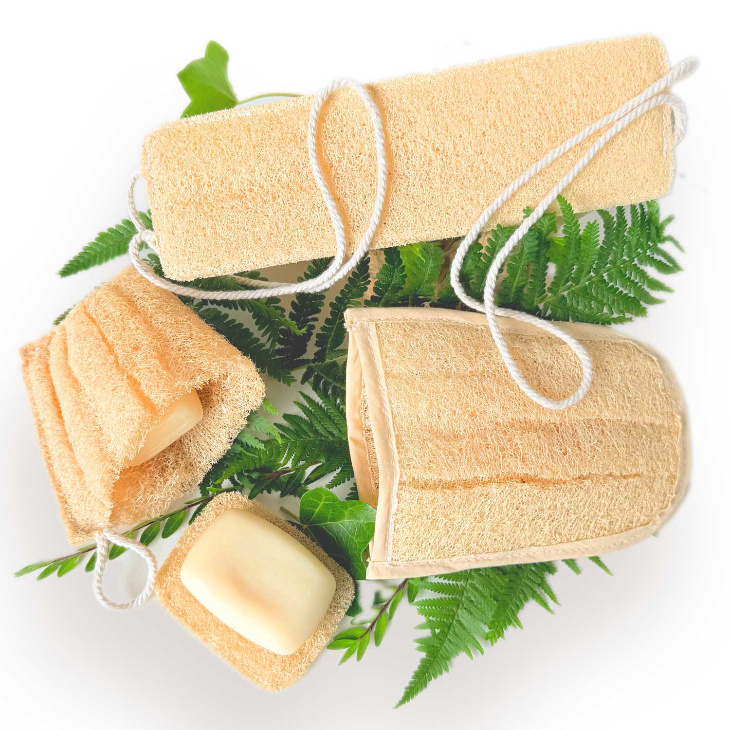 Loofah Set for Men – Back Scrubber, Bath Mitt & Soap Pouch – Iberluffa ...